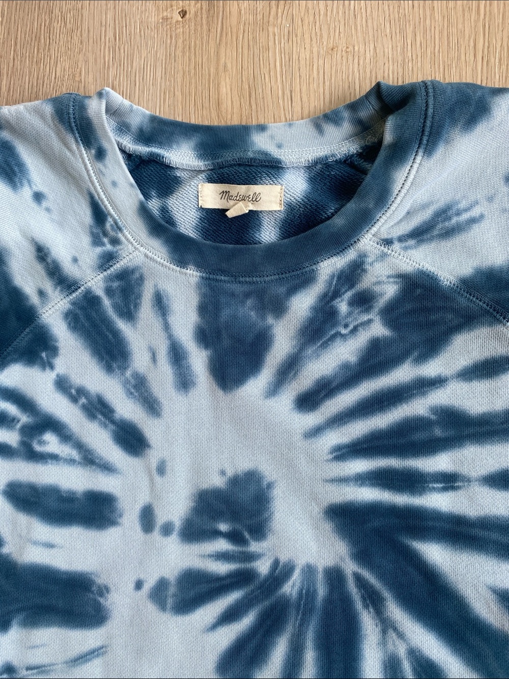 Madewell Blue Tie Dye Sweatshirt XS Pullover Crewneck Lounge Casual Cozy Top - Picture 4 of 10